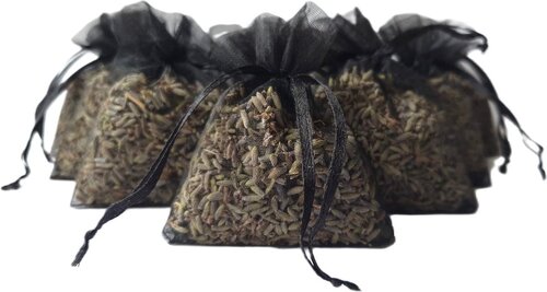 Lavendel geurzakjes met biologische lavendel - 10 zakjes à 6 gram paars - Zwart