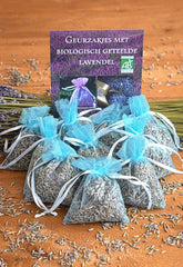 Lavendel geurzakjes met biologische lavendel - 10 zakjes à 6 gram paars - Blauw