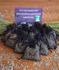 Lavendel geurzakjes met biologische lavendel - 10 zakjes à 6 gram paars - Zwart