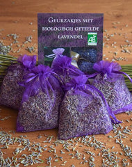 Lavendel geurzakjes met Biologische lavendel - 5 x 12 gram heerlijk geurende zakjes - paars