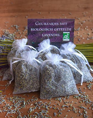 Lavendel geurzakjes met Biologische lavendel - 5 x 12 gram heerlijk geurende zakjes - Wit