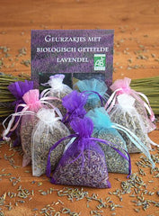 Lavendel geurzakjes met biologische lavendel - 10 zakjes à 6 gram - in verschillende kleuren zakjes